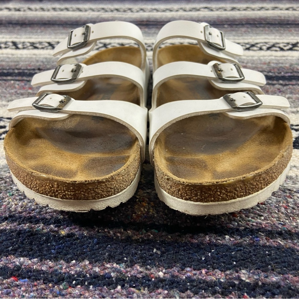 Birkenstock Womens White Florida Birko-Flor Sandals Buckles Size 39/8 Leather - Picture 7 of 12